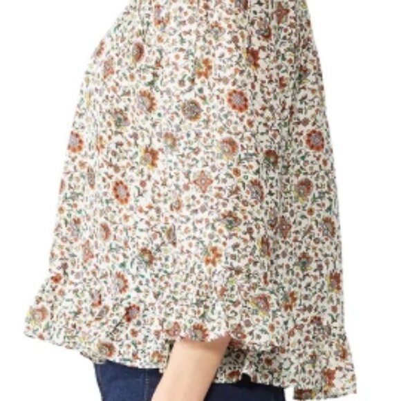 NWOT Tory Burch Ivory Soleil Floral Ruffle Silk Bohemian Top/Blouse XS $348 - Picture 11 of 16